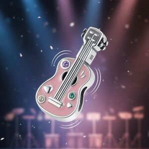 Pink guitar Charm For Bracelet Ale S925.